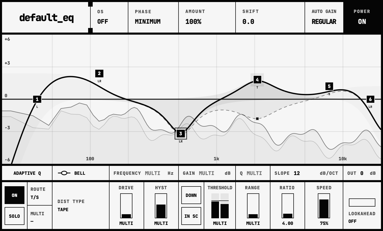 The monochrome default_eq eight-band equalizer interface